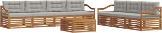vidaXL Conjunto De Sof&aacute;s De Exterior 8 Uds. Natural Y Gris Claro Vidaxl