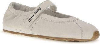 Miu Miu Womens White Calf Leather Bos Taurus Ballet Flats