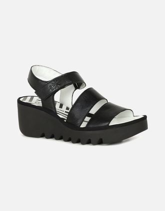 FLY London Womens Bexy Womens Wedge Heel Sandals - Black - Size: 7