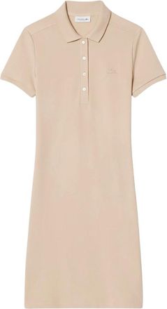 Lacoste Kleedjes, Dames, Beige, XS, Vestito Polo Slim Fit in Mini Piquet Stretch