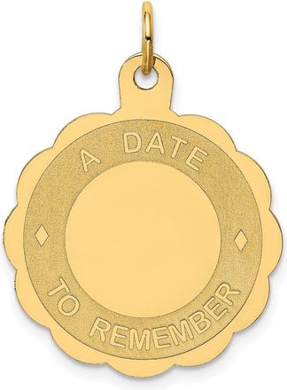Diamond2Deal 14K Yellow Gold A DATE TO REMEMBER 23mm Disc Charm Pendant