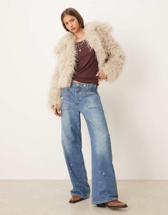 Free People Moonlight - Giacca in pelliccia sintetica color tè-Neutro