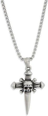 Ed Hardy Mens Skull & Crossbones Pendant Necklace in Silver at Nordstrom Rack