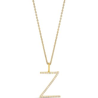 SHYMI Jumbo Pav&eacute; Block Initial Pendant Necklace in Gold at Nordstrom