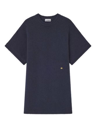 Ganni short-sleeve mini dress - women - Recycled Polyamide/Recycled Wool/Wool - S - Blue