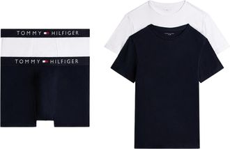 Tommy Hilfiger Effen herenboxershorts (pak van 2) (Wit, Marine)