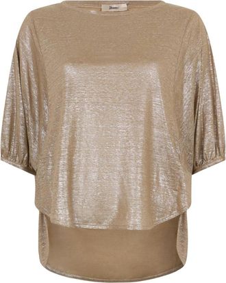 Herno Losse Lange Top met Kimono Mouwen - Dames - Blouses - Beige - M - Linnen - Overhemden