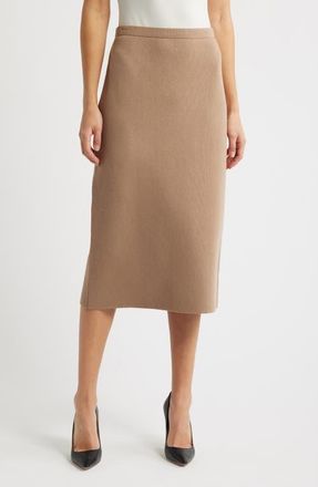 Tahari by ASL Knit Midi Skirt in Clay at Nordstrom, Size Small
