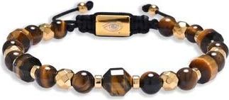 Eye Candy Los Angeles Mens Finn Tigers Eye Beaded Bracelet in Gold at Nordstrom Rack