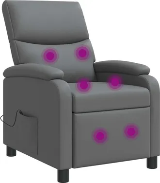 vidaXL Silla De Masajes Reclinable Gris Cuero Sint&eacute;tico Vidaxl
