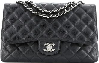 Chanel Classic Single Flap Bag Quilted Caviar Jumbo shoulder bag - Zwart