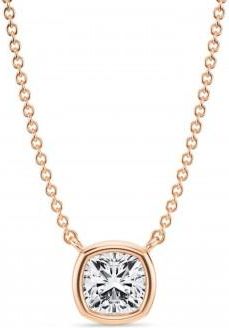 Allurez Cushion Lab Diamond Solitaire Pendant Necklace 14K Rose Gold (0.75ct)