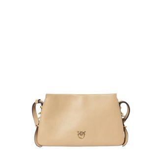 Pinko Shoulder Bags, female, Beige, Size: ONE SIZE Mini One, Two, Three Leather Crossbody Bag