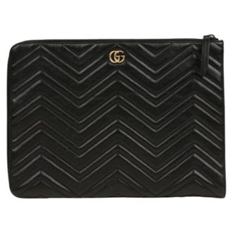 Gucci Pre-owned Clutches, female, Black, Size: ONE SIZE Pre-owned GG Marmont Clutch Bag