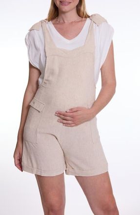Cache Coeur Eloise Dungaree Maternity Short Overalls in Natural at Nordstrom, Size X-Large