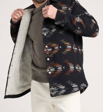 Pendleton Wyeth Falls Cotton Chamois Sherpa-Lined Shirt Jacket In Black