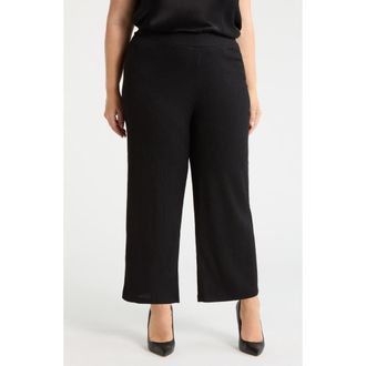 Anne Klein Pull-On Crop Wide Leg Pants in Anne Black at Nordstrom, Size 0 X