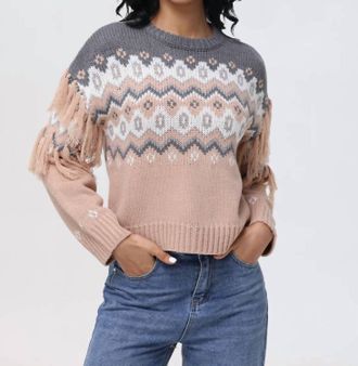 525 america Fair Isle Pullover Sweater In Taupe