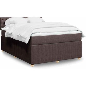 vidaXL Vidaxl - Cama Box Spring Con Colch&oacute;n Tela Marr&oacute;n Oscuro 140x190 Cm
