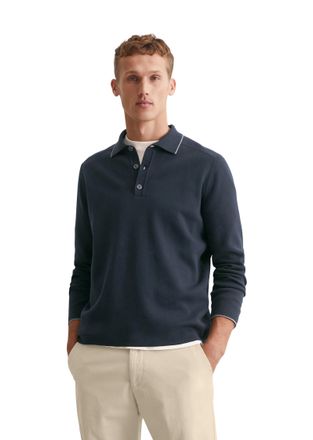 Marc O'Polo Polokragenpullover MARC OPOLO, Herren, Gr. XL, blau (schwarz navy), Feinstrick, Obermaterial: 100% Baumwolle, regular fit normal, B&uuml;ndchen, Pullover P