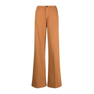 Forte_Forte Wide Trousers, female, Brown, 2XS, Brown Cotton Casual Trousers