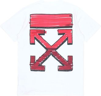 Off-white SS21 Back Arrow Logo Printing Round Neck Pullover Short Sleeve White OMAA027R21JER0030125