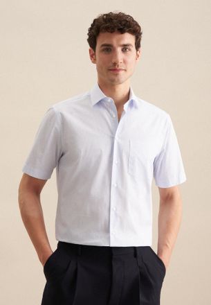 Seidensticker Businesshemd SEIDENSTICKER Regular, Herren, Gr. XL (44), normale &Auml;rmell&auml;ngen, blau, 100% Baumwolle, bedruckt, regular fit, gerader Abschluss, Hemden B