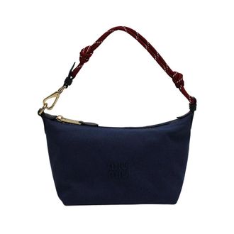 Miu Miu Tassen, Dames, Blauw, ONE Size, Katoen, Spirit Gabardine Pouch