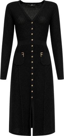 Fracomina Abito lungo in maglia con bottoni - - Dresses - Donna - Nero - L