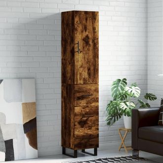 vidaXL Vidaxl - Aparador De Madera Contrachapada Roble Ahumado 34,5x34x180 Cm
