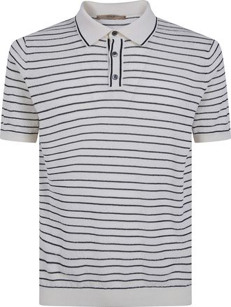 Nuur Two Tone Striped Short Sleeved Polo Neck T-Shirt