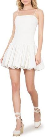Alice & Olivia Arden Smocked Drop Waist Bubble Hem Minidress in Off White at Nordstrom Rack, Size 10