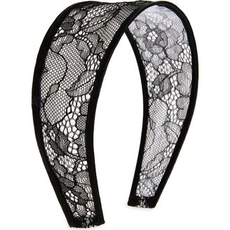 Tasha Embroidered Lace Headband in Black at Nordstrom