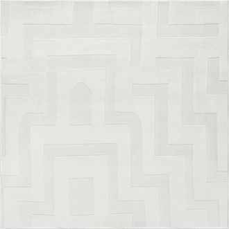Beliani Alfombra Para Sal&oacute;n Estilo Moderno Forma Cuadrada Jacquard 160 Cm Pelo Corto Blanco Crema Gingera