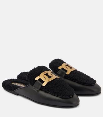 Tod's Catena Kate shearling and leather mules