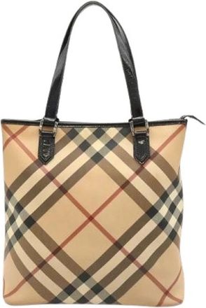 Burberry Pre-owned Coated Canvas Tote Bag - Dames - Vintage Schoudertas - Beige - ONE Size - Vintage