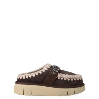 Mou Bounce Clog Metal Logo - Dames - Schoenen - Bruin - Maat: 39 EU Wol