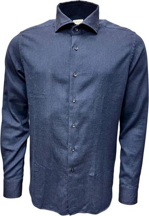 Xacus Navy flanellen overhemd met Lyocell - Heren - Casual Overhemden - Blauw - XL - Katoen - Overhemden