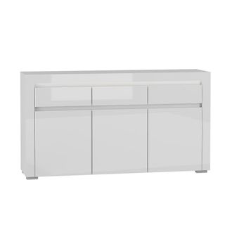 Petits Meubles Aparador 3 puertas 3 cajones con LED estratificado Blanco