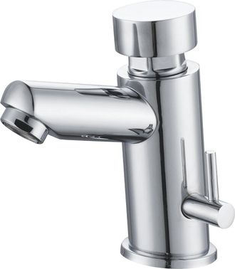 OEM Grifo De Lavabo Temporizado, Mezclador De 2 V&iacute;as (agua Caliente Y Fr&iacute;a), Pulsador De Pared, Acabado Cromado, Ahorro De Agua, Control Autom&aacute;tico