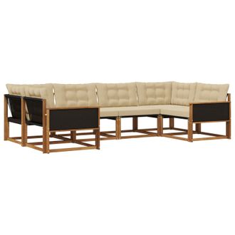 vidaXL Conjunto De Sof&aacute;s De Exterior Con Coj&iacute;n 6 Pcs Natural Y Beige Vidaxl