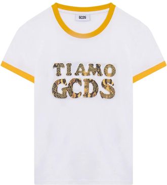GCDS Ti Amo Animalier T-shirt - Dames - T-shirts - Wit - S - Katoen - Tops