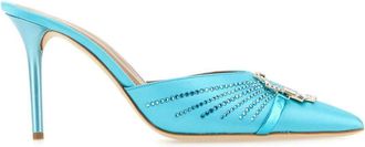 Malone Souliers 85mm Missy mules - women - Calf Leather/Satin/Calf Leather - 41.5 - Blue