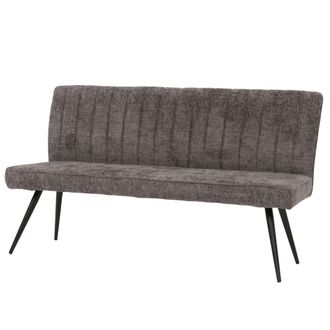 Hhg Non Utilizzato] Panca Hhg 187, Panca Per Sala Da Pranzo Imbottita, Schienale Stoffa/tessuto Ciniglia Metallo 160cm, Grigio Marrone