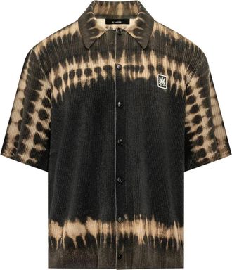 Amiri MA Patch Tie-Dye Knit Shirt - Heren - Korte mouwen Overhemden - Zwart - M - Wol - Overhemden