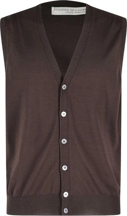 FILIPPO DE LAURENTIIS Mouwloze bodywarmer met knopen - Bruin