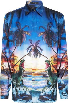 Philipp Plein Silk Dandy Shirt Hawaii - Heren - Casual Overhemden - Veelkleurig - 3XL - Overhemden