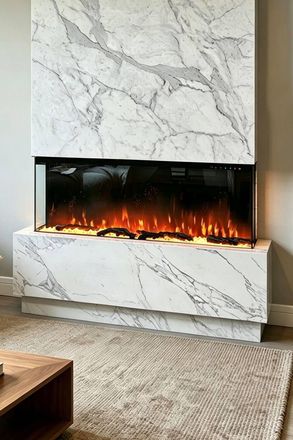 Living and Home 80 Inch Electric Fireplace, 3-Sided, Recessed & Freestanding with Remote Control in Black