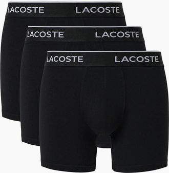 Lacoste Mens Lacoste 3 Pack Cotton Stretch Boxer Briefs Black - Size: 37/36/32