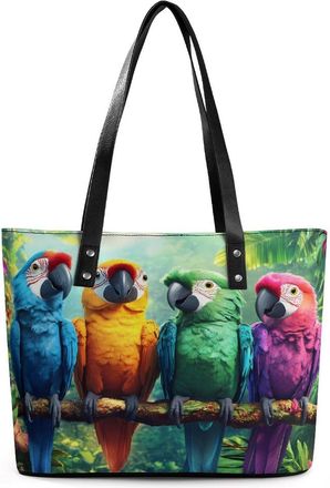 Generic Parrot Bird Colorful Tote Bags for Women Cute Shoulder Purses Handbags